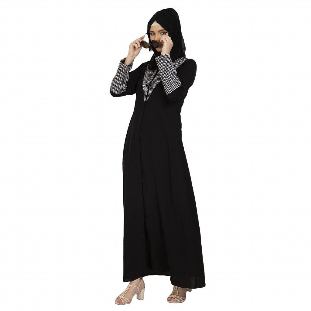 Classic Front open abaya - Black