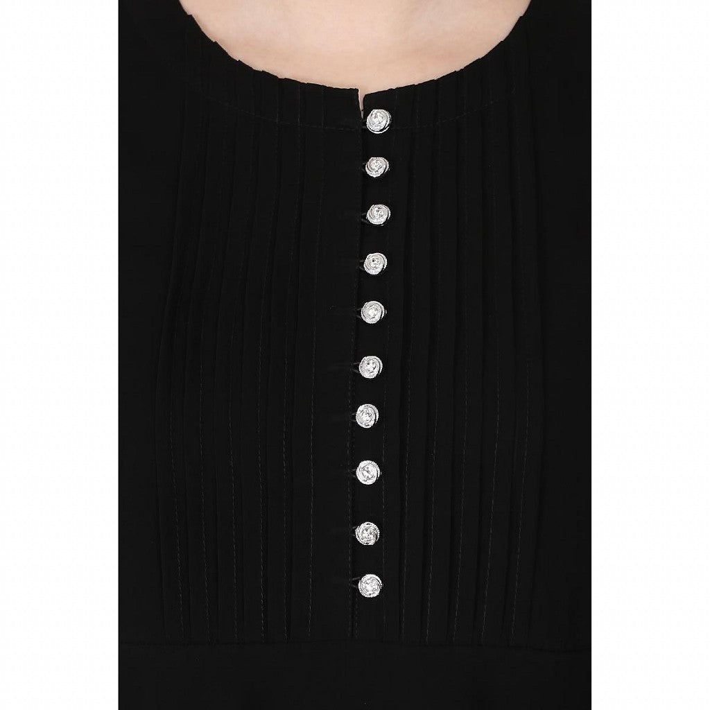 Fashionable Umbrella abaya with embroidery work - Black