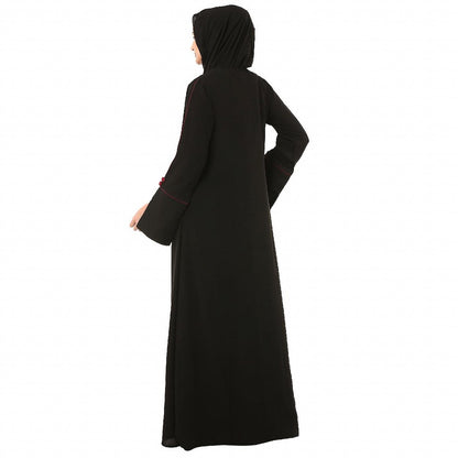 Dual colored layered abaya- Black-Maroon