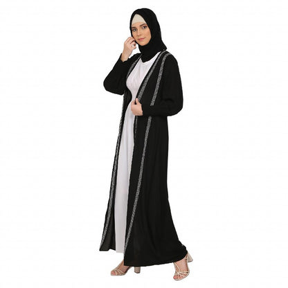 Designer Shrug abaya combo- Black-White