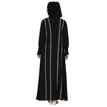 Designer Shrug abaya combo- Black-White