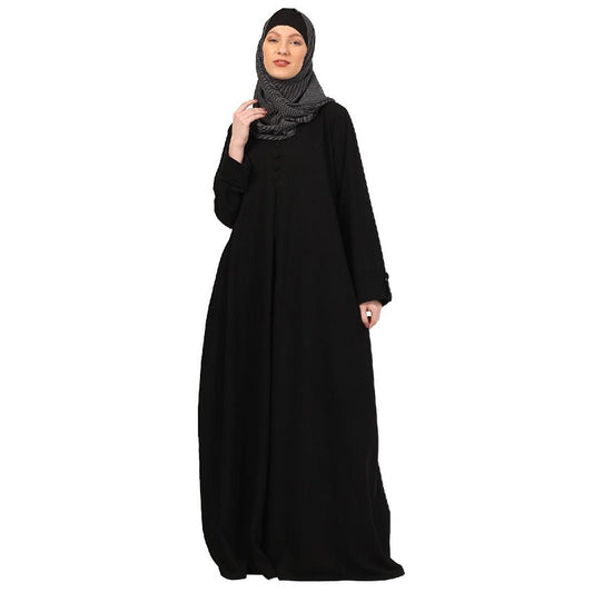 Box pleated abaya in CEY fabric-Black