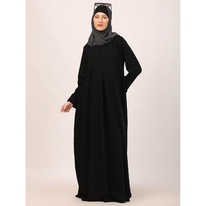 Box pleated abaya in CEY fabric-Black
