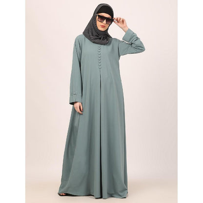 Box pleated abaya in CEY fabric-Sky Blue