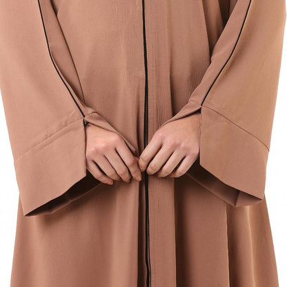 Front open abaya in premium CEY fabric- Beige