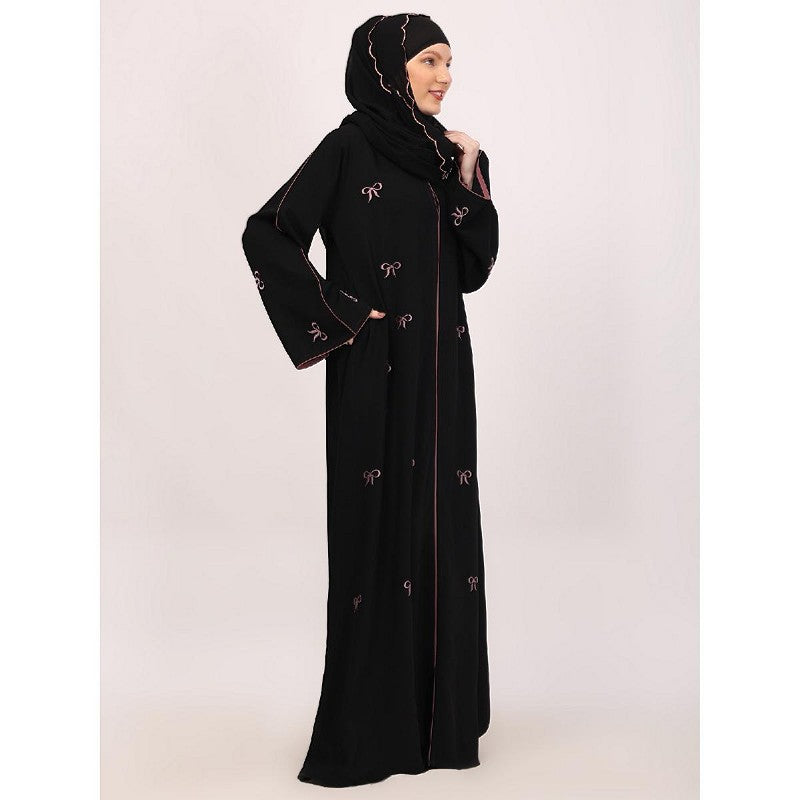 Premium CEY fabric abaya with embroidery work-Black