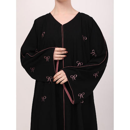 Premium CEY fabric abaya with embroidery work-Black
