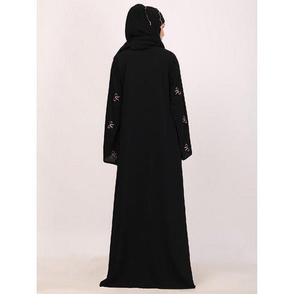 Premium CEY fabric abaya with embroidery work-Black