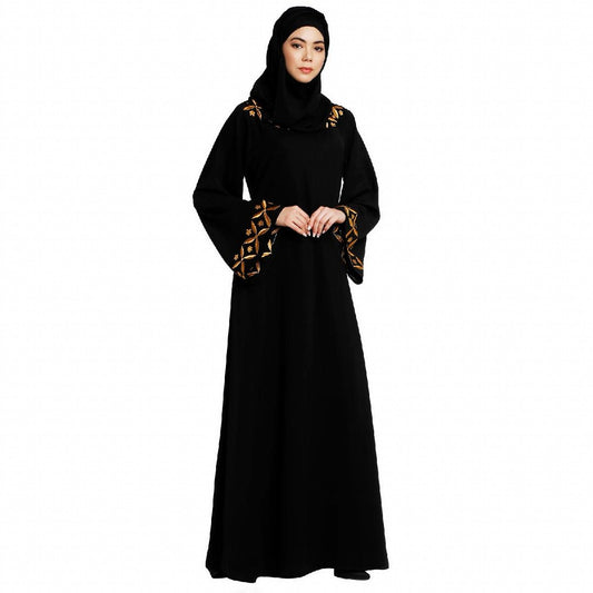 Classic abaya with embroidery work- Black