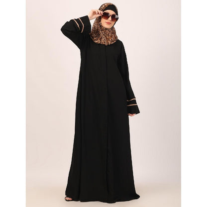 Daily wear front open abaya-Black