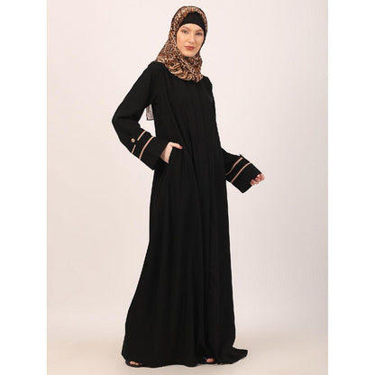 Daily wear front open abaya-Black