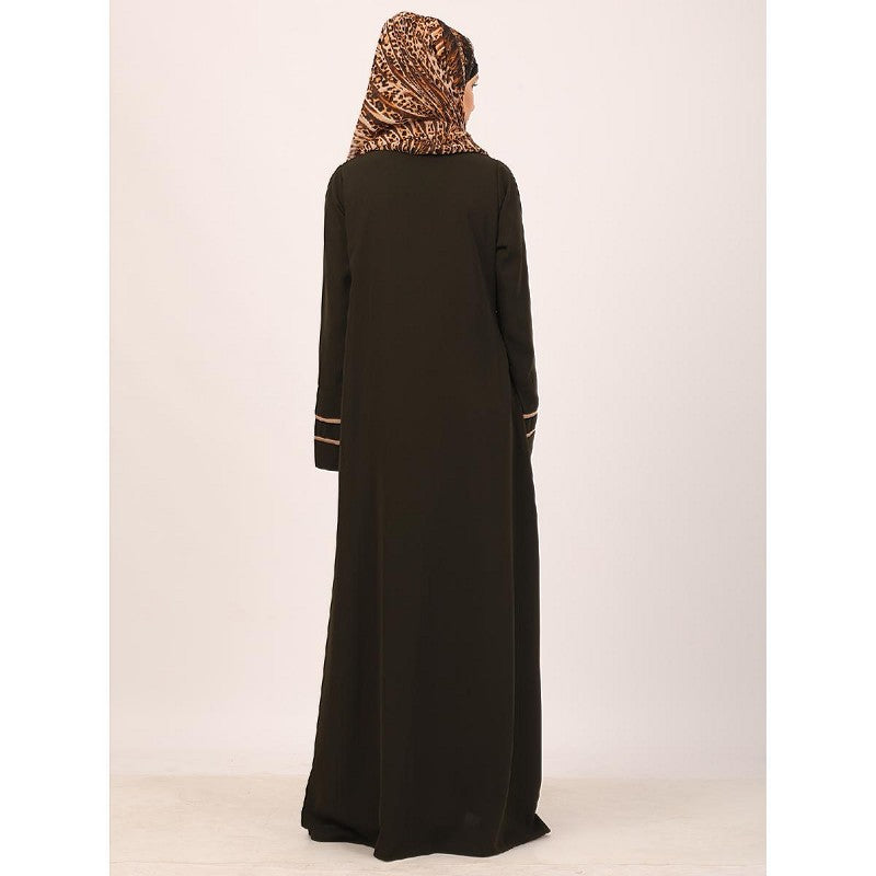 Daily wear front open abaya-Olive