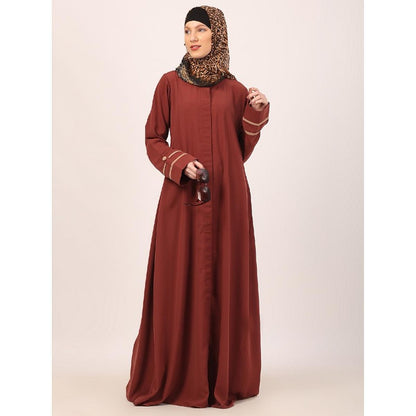 Daily wear front open abaya-Rust