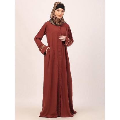 Daily wear front open abaya-Rust