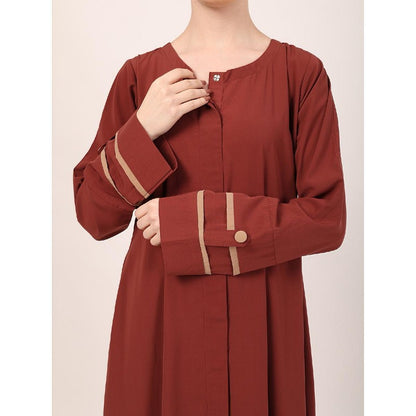 Daily wear front open abaya-Rust