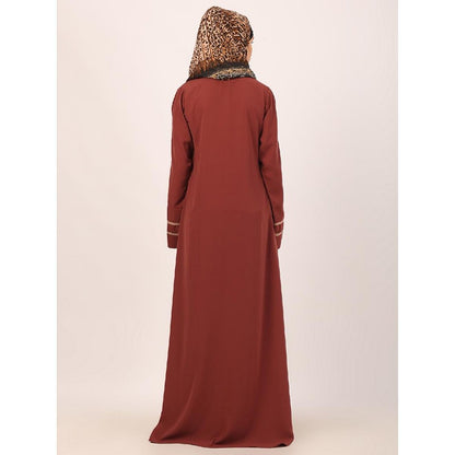 Daily wear front open abaya-Rust