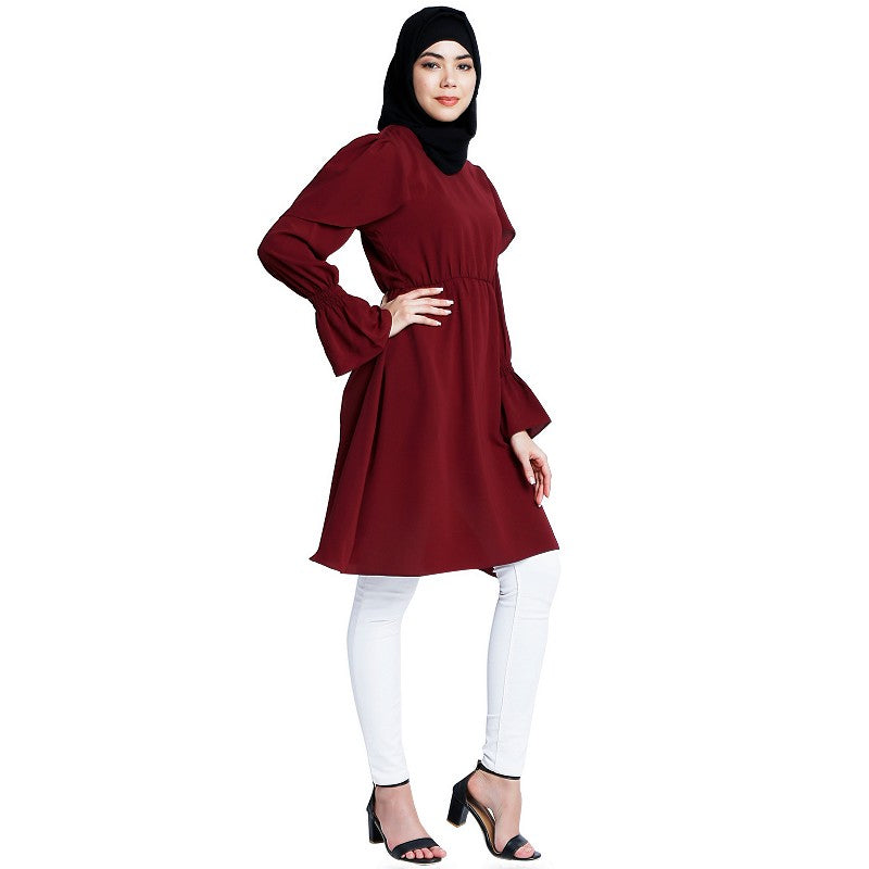 Designer modest tunic- Maroon