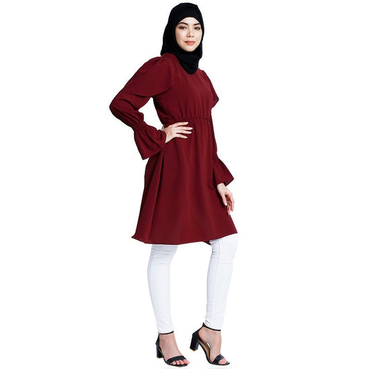 Designer modest tunic- Maroon