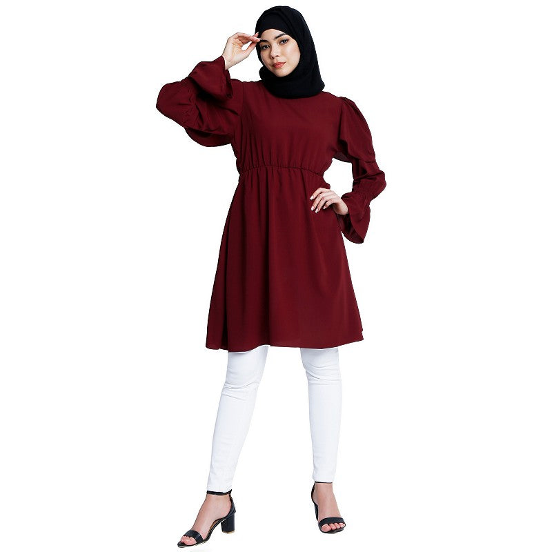 Designer modest tunic- Maroon
