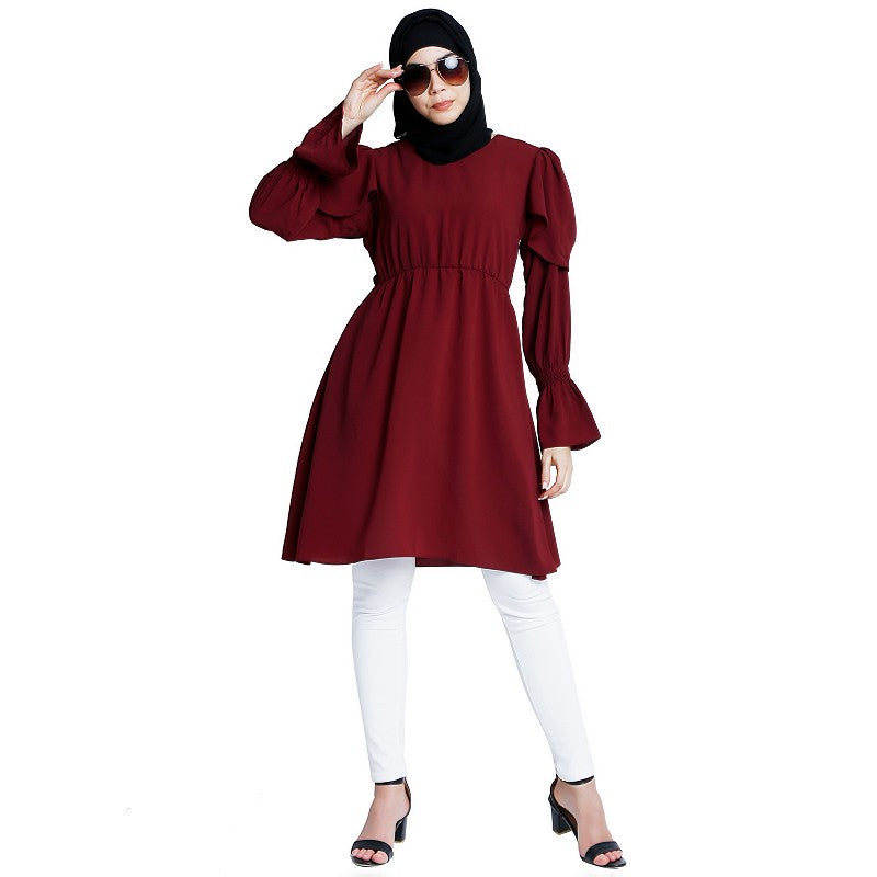 Designer modest tunic- Maroon