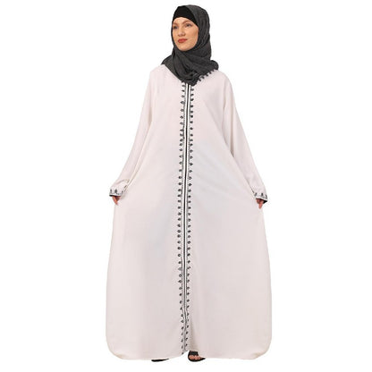 Elegant embroidery work abaya-White