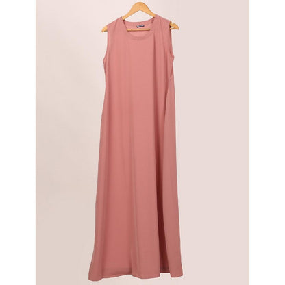 Embroidery Shrug with sleeveless inner abaya-Black-baby pink