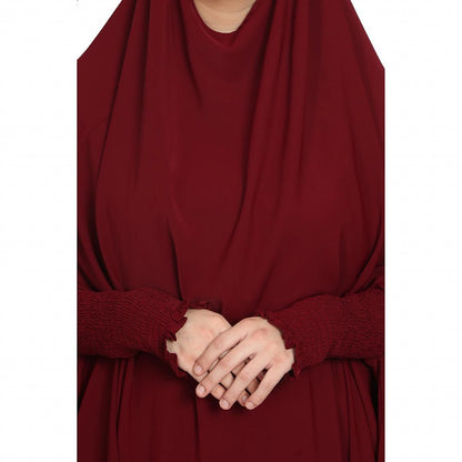 Premium Two Piece Jilbab combo in Firdaus Fabric-Bottle Green