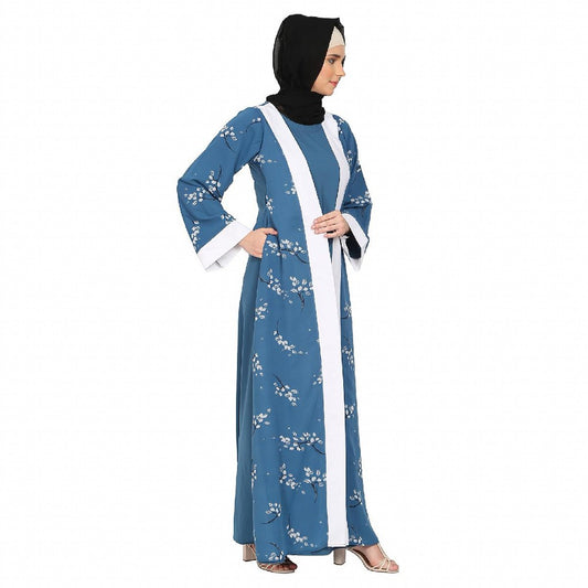 Layered abaya in French Blue