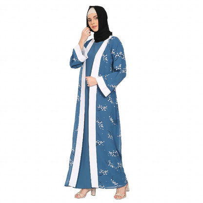 Layered abaya in French Blue