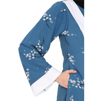 Layered abaya in French Blue