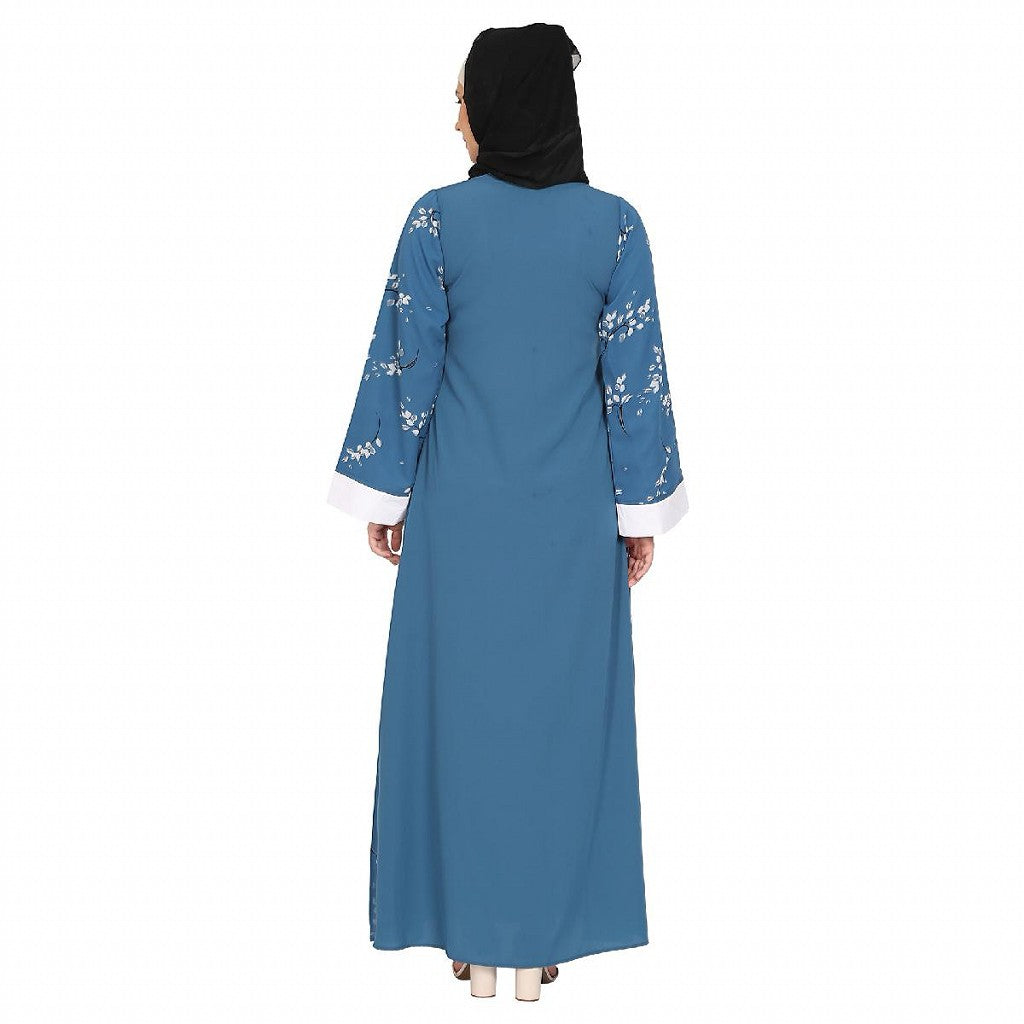 Layered abaya in French Blue