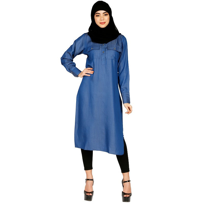 Full sleeves denim kurti