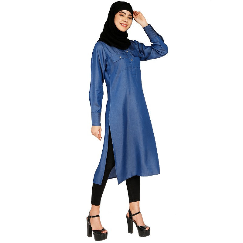 Full sleeves denim kurti