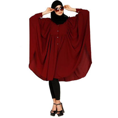 Full sleeves short kaftan- Maroon