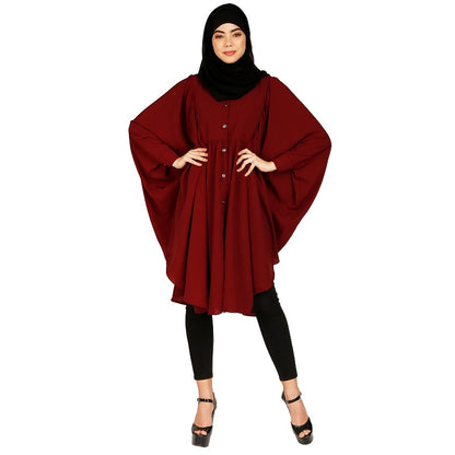 Full sleeves short kaftan- Maroon