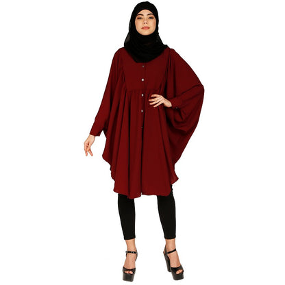 Full sleeves short kaftan- Maroon