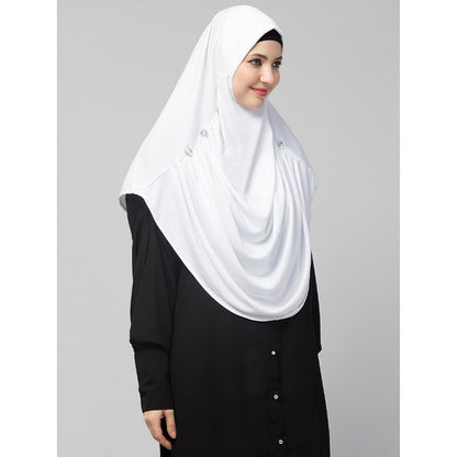 Instant jersey hijab with front gather - White