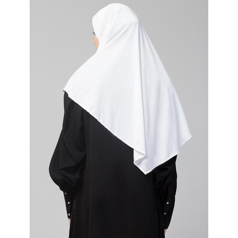 Instant jersey hijab with front gather - White