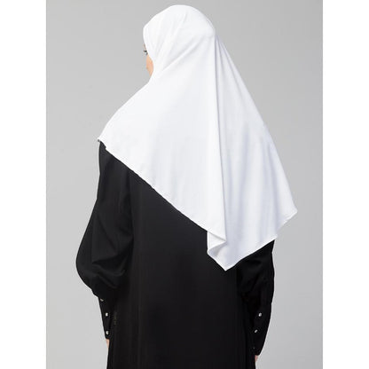 Instant jersey hijab with front gather - White