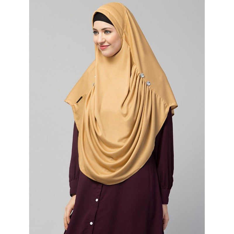 Instant jersey hijab with front gather - Golden
