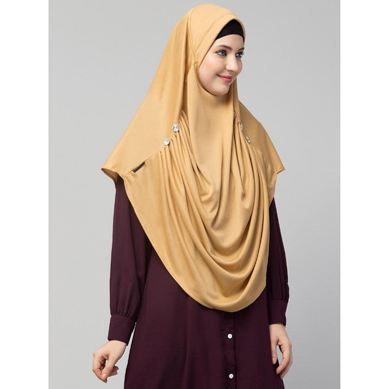 Instant jersey hijab with front gather - Golden