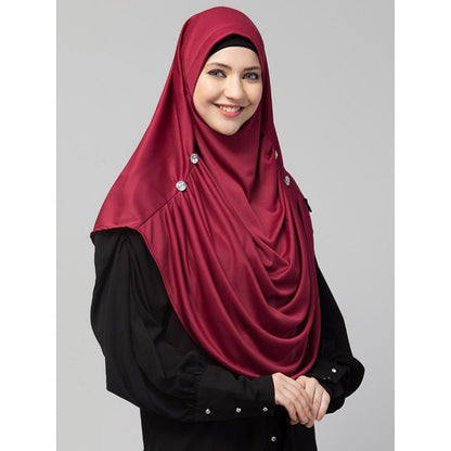 Instant jersey hijab with front gather - Maroon