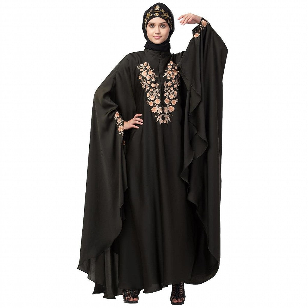 Designer Irani Kaftan with embroidery work- Black