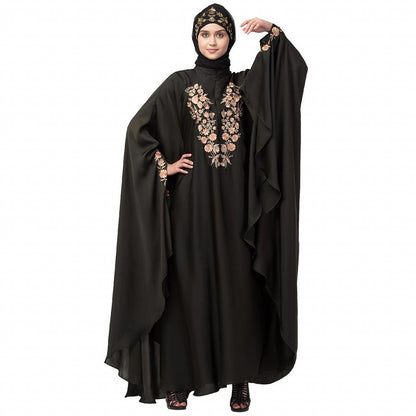 Designer Irani Kaftan with embroidery work- Black