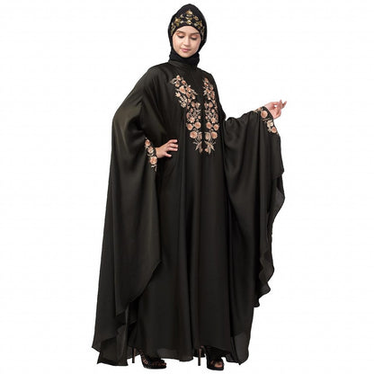 Designer Irani Kaftan with embroidery work- Black