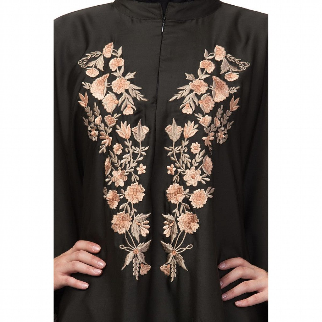 Designer Irani Kaftan with embroidery work- Black