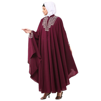 Irani Kaftan with embroidery work- Cocoa Bean