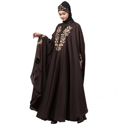 Designer Irani Kaftan with embroidery work- Coffee Brown