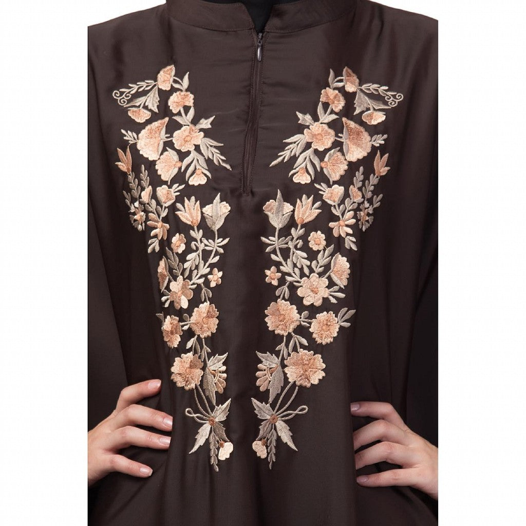 Designer Irani Kaftan with embroidery work- Coffee Brown