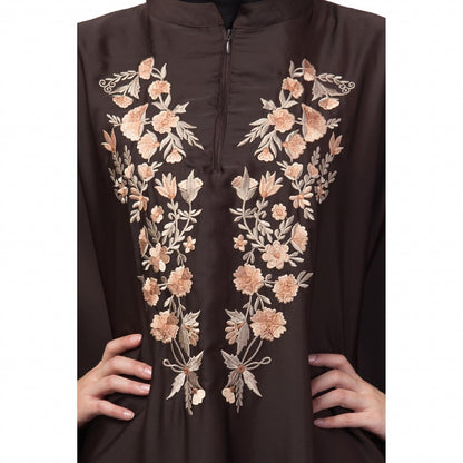 Designer Irani Kaftan with embroidery work- Coffee Brown